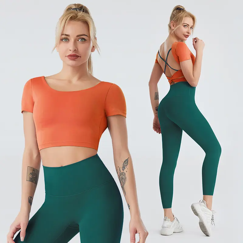 Yoga Wear Women's Nude Sexy Beauty Back Fitness Top