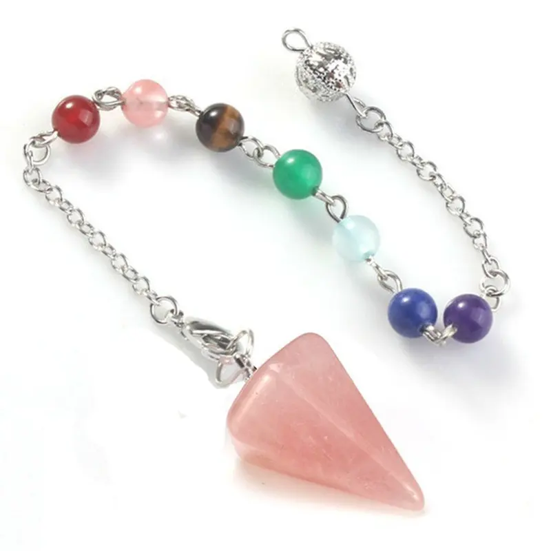 Aura Meditation Stone Jewelry Pendulum Divination Pendant Ling Hexagonal