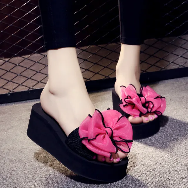 All match Bow knot Flip Flops Red - Shop at LoveMi