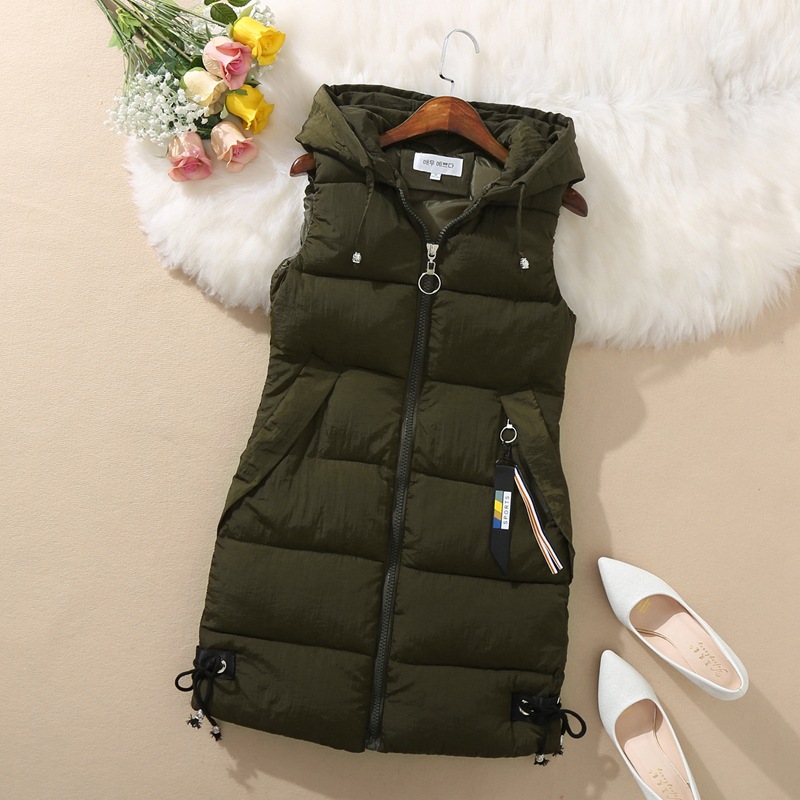 Sleeveless Waistcoat Mid-Length Hooded Waistcoat