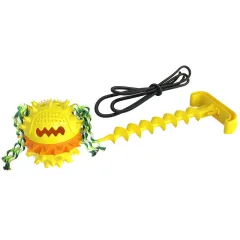 Dog Teething And Bite Resistant Outdoor Strong Draw Rope Ball - Yellow - View 1