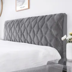 Nordic Style Bedside Cover, European-style Curved Wood Backrest Soft Bag - Dark Gray - View 1