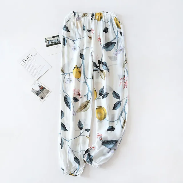 Spring And Summer Cotton Pajamas Ladies Rayon Lemon Xl - Shop at LoveMi