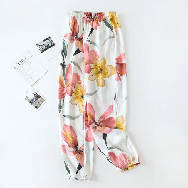 Spring And Summer Cotton Pajamas Ladies Rayon Sasanqua M - Shop at LoveMi