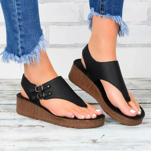 Women's plus size sandals platform Black - Shop at LoveMi