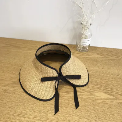 Ins New Summer Straw Hat Ladies Korean Sunscreen Sun Hat Cover Face Outdoor Sun Hat Seaside Empty Top Hat Tide Light Brown - Shop at LoveMi