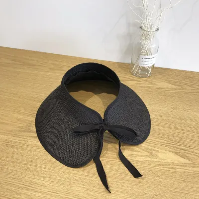 Ins New Summer Straw Hat Ladies Korean Sunscreen Sun Hat Cover Face Outdoor Sun Hat Seaside Empty Top Hat Tide Black - Shop at LoveMi