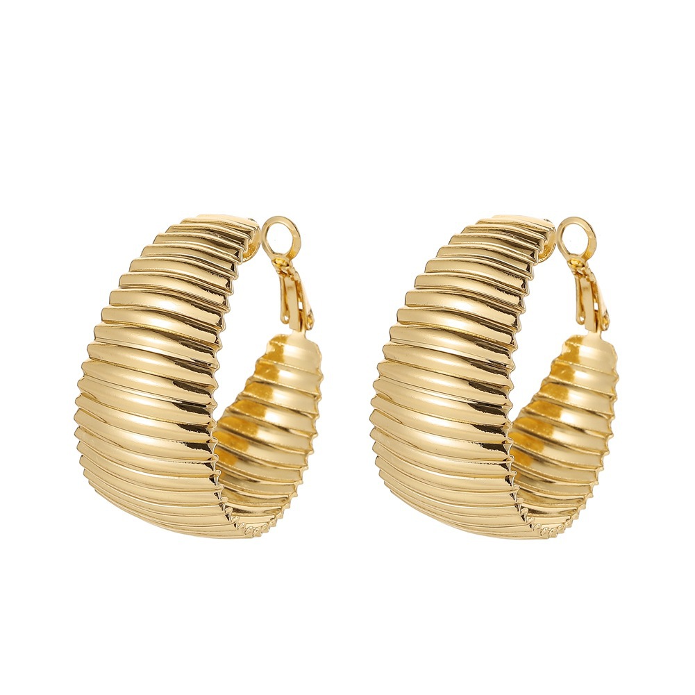 All-Match Metal Geometric Striped Earrings