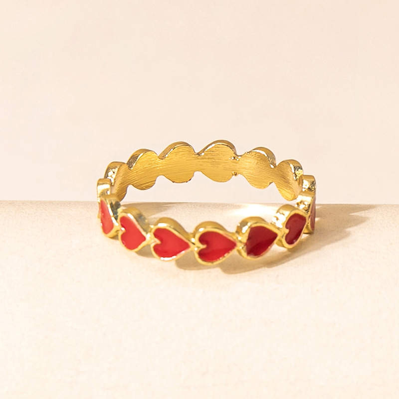 Alloy Dripping Love Heart Ring Red And Black Peach Heart Ring, Exquisite All-match Bracelet