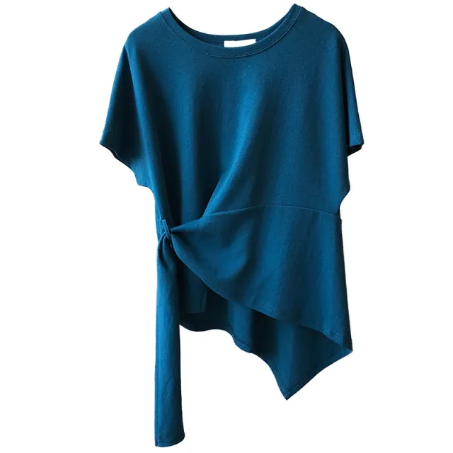 Scheming Shirt Short sleeved Women's Design Sense Strapping Bottoming Shirt Casual t shirt Women Blue - Shop at LoveMi