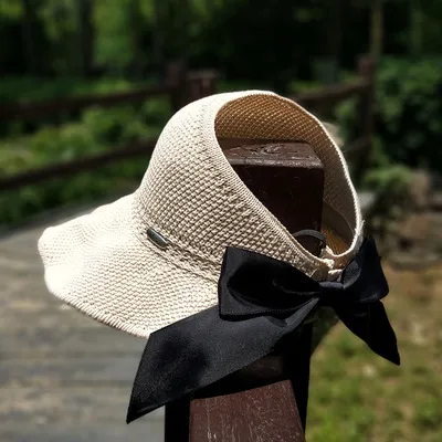 Korean Version Of The Empty Top Foldable Ponytail Ladies Travel Sun Hat British Outdoor Summer Beach Sun Hat Tide Beige - Shop at LoveMi