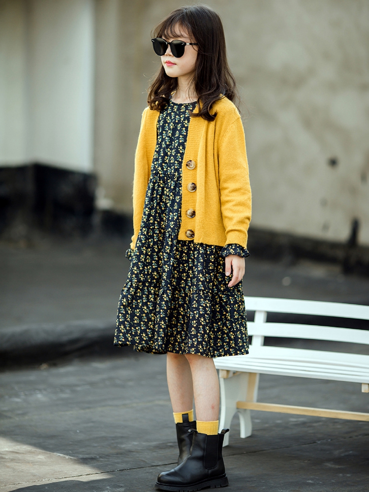 Japanese Dress Floral Long-sleeved Pullover Princess Dress Cotton Western Style All-match