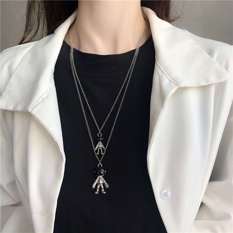 European And American Spaceman Pendant Hip Hop Long Sweater Chain Couple Accessories