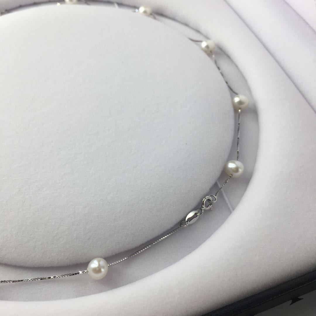 S925 Sterling Silver 6-7Mm Freshwater Pearl Gypsophila Necklace Beaded Necklace Fashion All-Match