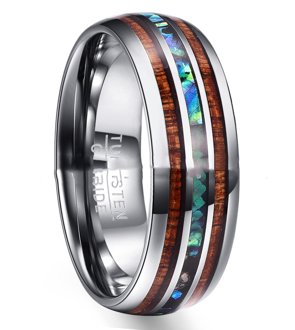8Mm Inlaid Abalone Shell Tungsten Steel Ring