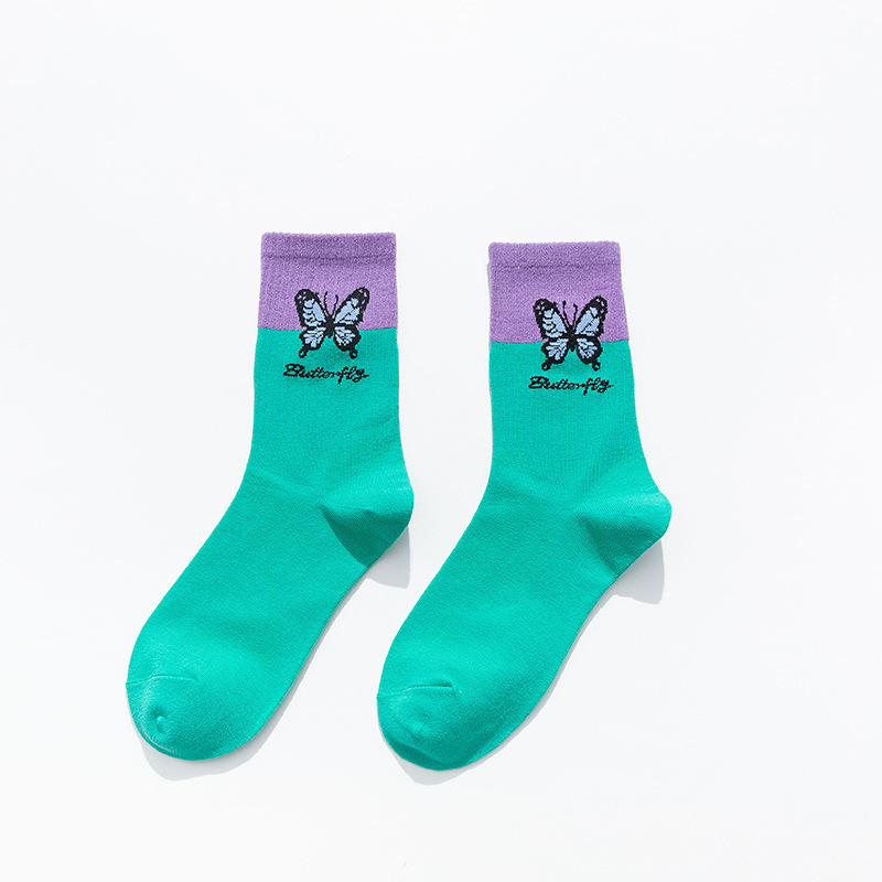 Title 1, Butterfly Color Matching Socks, Tube Socks, Aut...