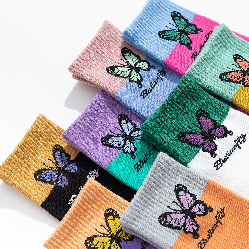 Title 12, Butterfly Color Matching Socks, Tube Socks, Aut...