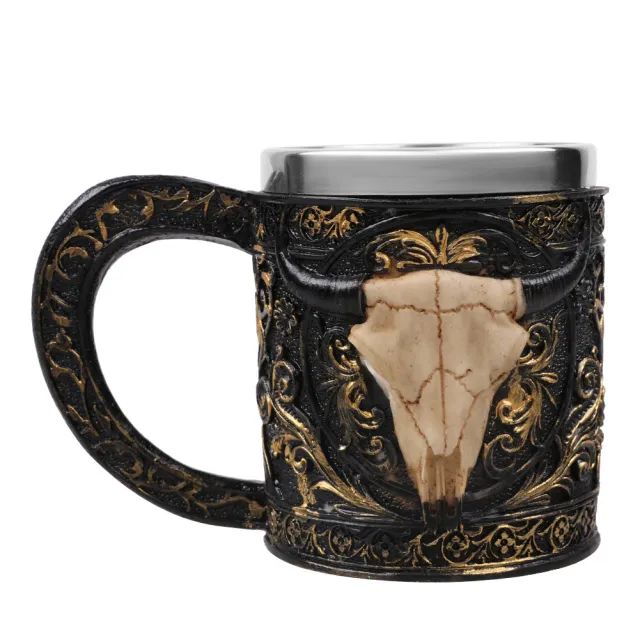 Sheep Horn Head Stainless Steel Resin 3D Beer Mug Goblet Game Tankard Coffee Cup Wine Glass Mugs 350ml BEST GOT Gift Photo Color - Shop at LoveMi