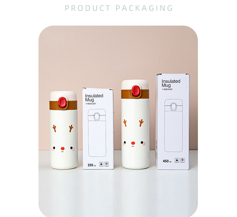 Cartoon Doudou Expression Bouncing Cover 304 Stainless Steel Vacuum Mug