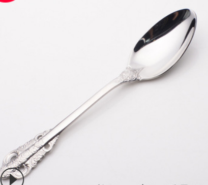 European-Style Tableware Palace Retro Carved Steak Cutlery Spoon Coffee Small Spoon Dessert Spoon Hotel Cutlery Spoon Set