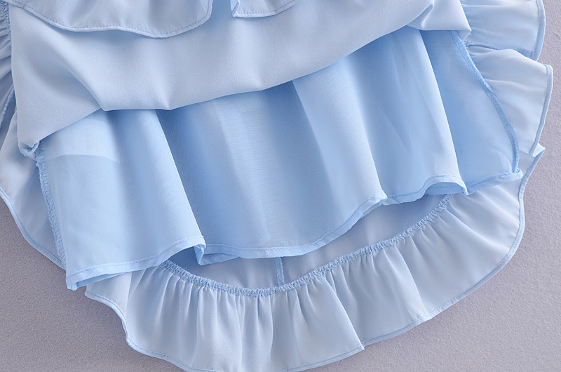  Spring French Pastoral Style Small Fresh Floral Print Slim-Fitting Wooden Ear Lace-Up Dress