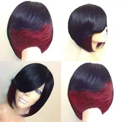 Wig European And American Women Fashion Lifelike Natural High Temperature Silk Short Straight Hair Wig Headgear - Rose Red - View 1