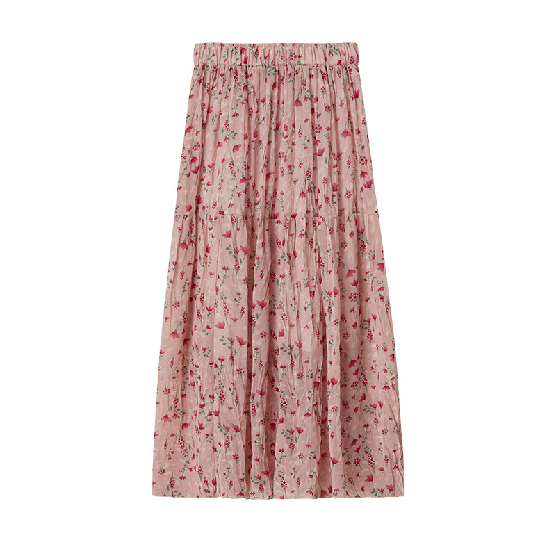 Thin And Versatile Mid-Length Chiffon Drape Skirt