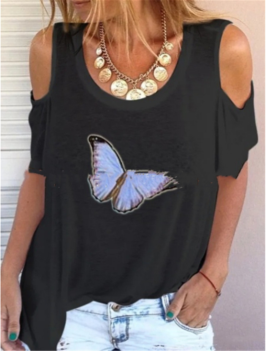 Round Neck Loose Casual Printed Short-Sleeved T-shirt