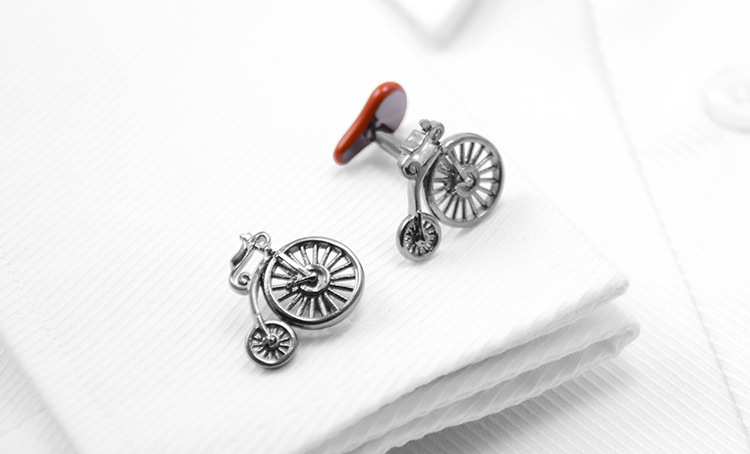Retro Bicycle Copper Cufflinks, picture 3 of 4