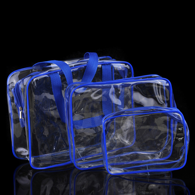 Amazon S Explosive Transparent Fashion Pvc Travel Storage Bag Three Piece Toiletry Bag Logo Can Be Printed
