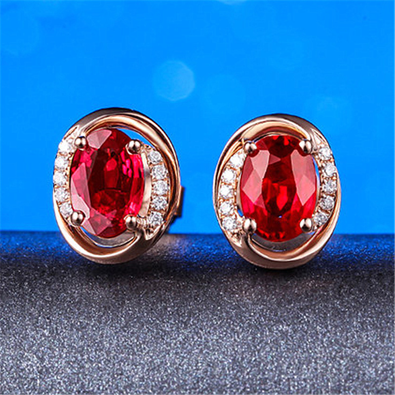 Korean Version Of The Rotating Love Eternal Heart Ruby Earrings