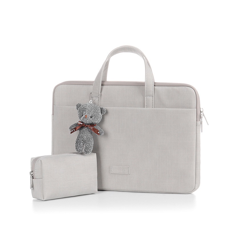 A Grey with a bag