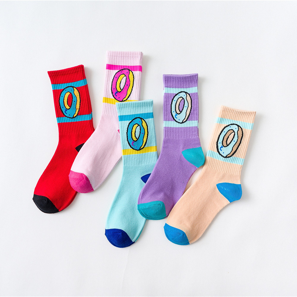  New Women Fashion Cotton Socks Cake Donut Funny Novelty Socks Men Doughnuts Food Crazy Street Socks Teen Funky Sock Fun