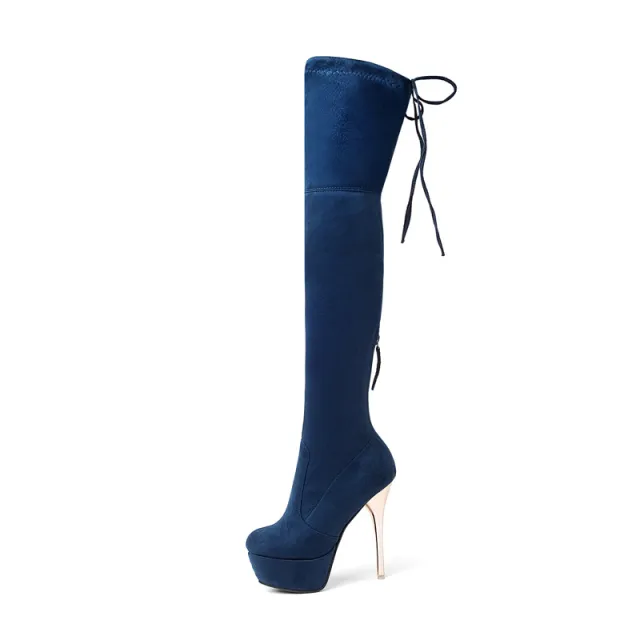 Women'S Stretch Boots With Thin Legs Blue - Shop at LoveMi