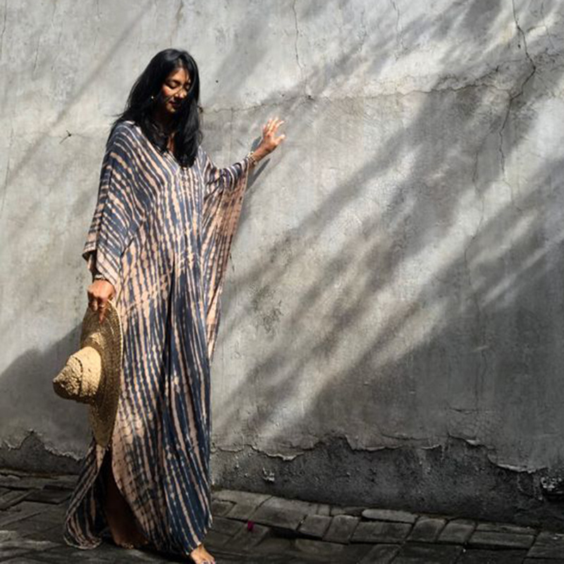 Women's Short Sleeve Fashion V-neck Print Long Skirt