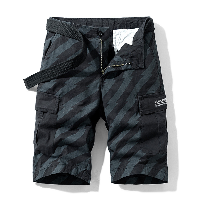 Title 6, Summer Thin Print Striped Cargo Shorts, Lightwe...