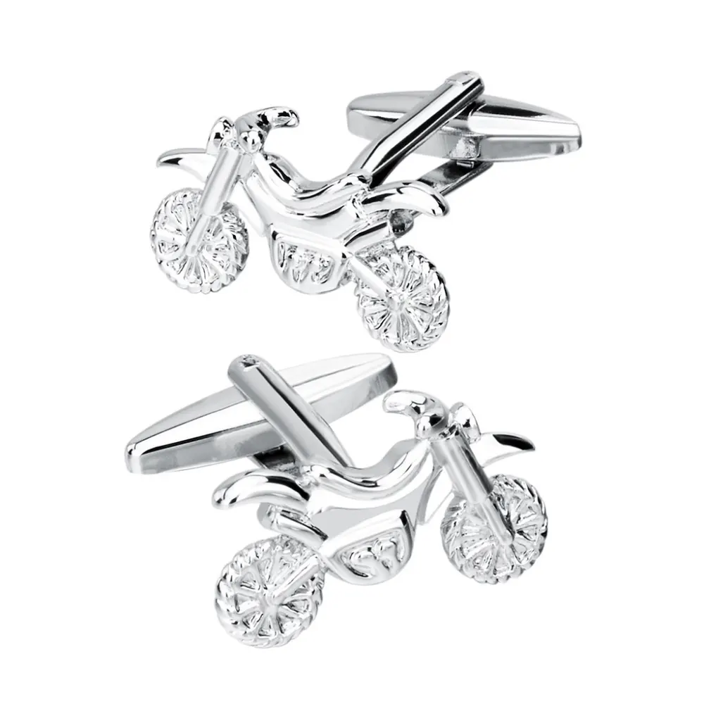 Silver Color Motorcycle Cuff Links for Mens Shirt Brand