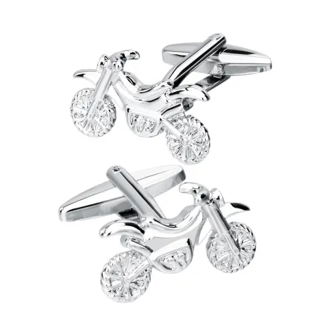 Silver Color Motorcycle Cuff Links for Mens Shirt Brand