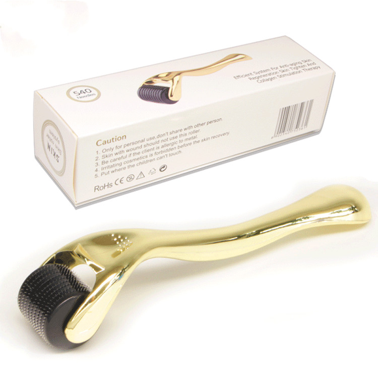 540 Microneedle Roller With Gold And Silver Handle