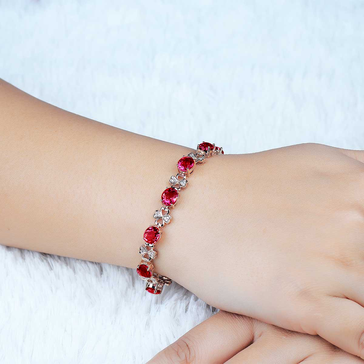 Natural Rubellite Gemstone Bracelet Female Temperament Bracelet