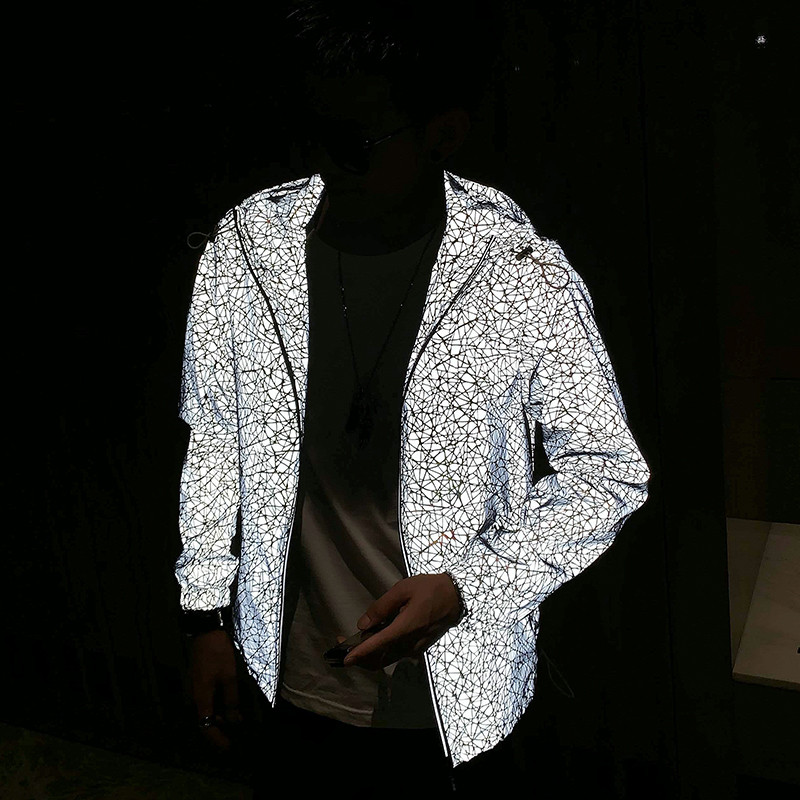 Trendy Fashion All-match Reflective Hooded Jacket