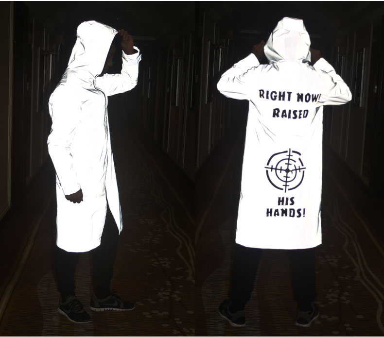 Overcoat Love 3M Reflective Windbreaker Trendy Men's Jacket Plus Fat Plus Size Plus Fleece Hooded Jacket Men and Women Couples