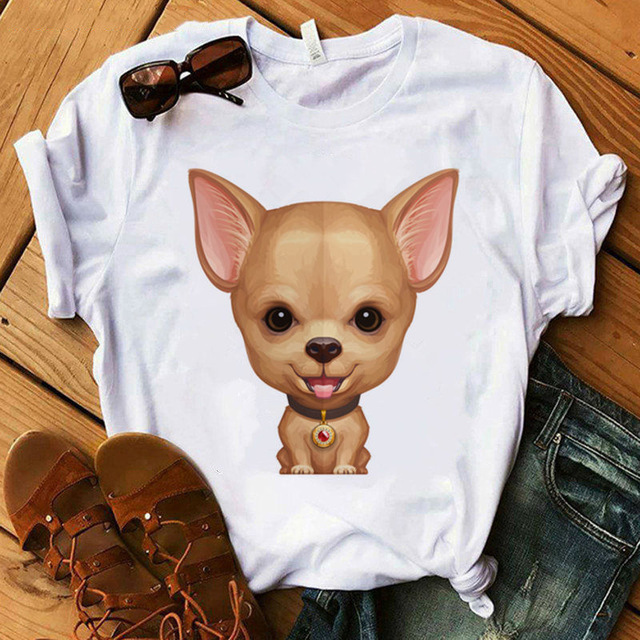 Letter Dog Print Women's Shirt Short-sleeved T-shirt Ins Girlfriend Tide