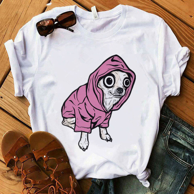 Letter Dog Print Women's Shirt Short sleeved T shirt Ins Girlfriend Tide 8Style - Shop at LoveMi