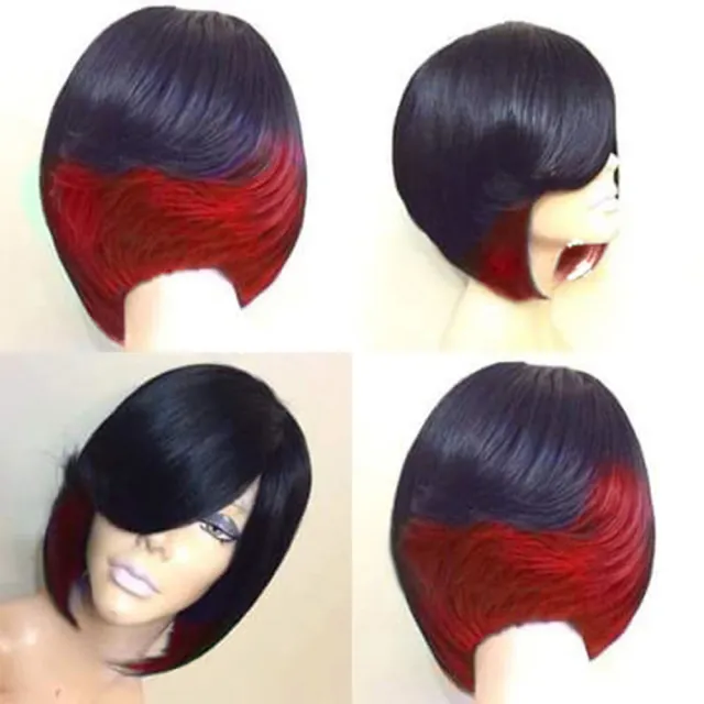 Wig European And American Women Fashion Lifelike Natural High Temperature Silk Short Straight Hair Wig Headgear Red - Shop at LoveMi