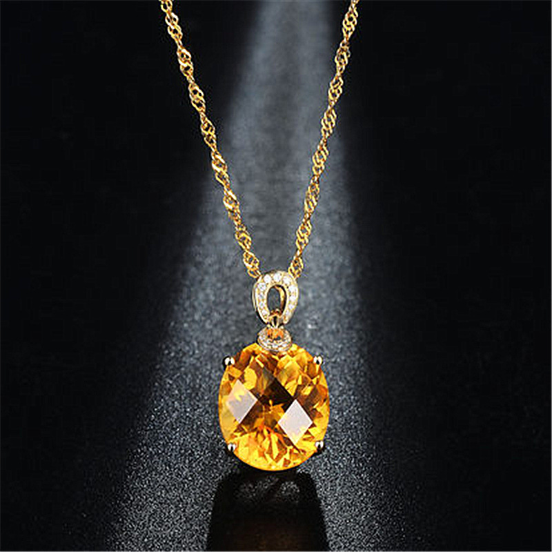 Hot Sale New Product 8 Carat Natural Citrine Pendant, 18K Gold Plated Egg-Shaped Large Bare Stone Pendant, Color Treasure Pendant