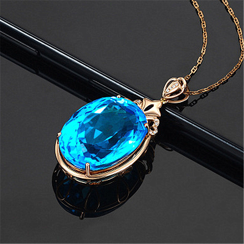Rose Gold Drop-Shaped Dove Egg-Shaped Sapphire Necklace