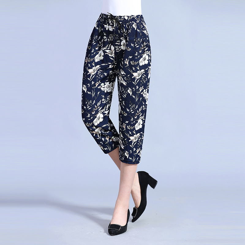 Title 2, Middle-aged And Elderly Ice Silk Cropped Trousers