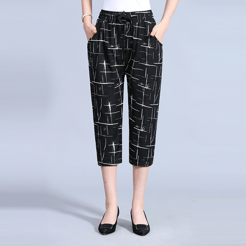 Title 7, Middle-aged And Elderly Ice Silk Cropped Trousers