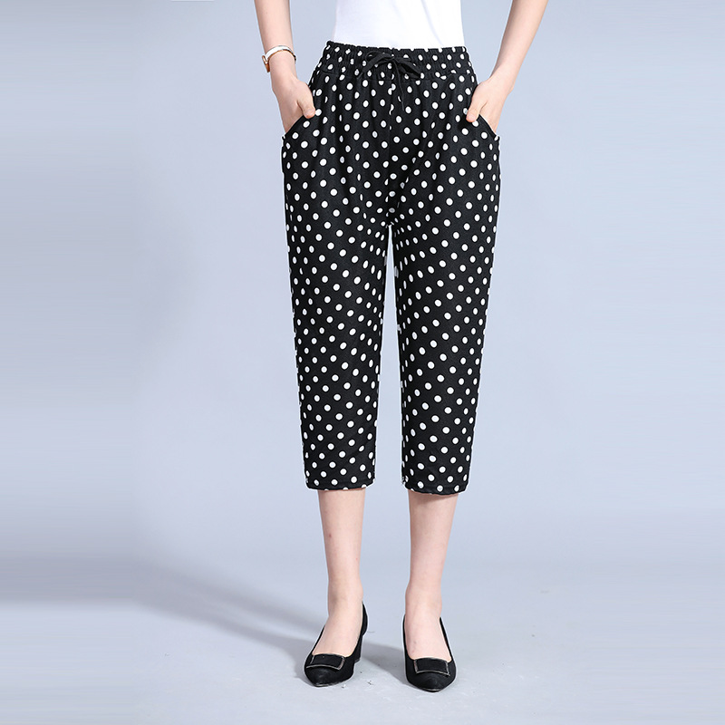 Title 5, Middle-aged And Elderly Ice Silk Cropped Trousers